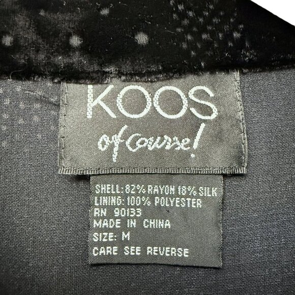 KOOS Of Course Silk Blend Velvet Shirt Medium Black Colorblock Artsy Womens Top - Picture 4 of 10